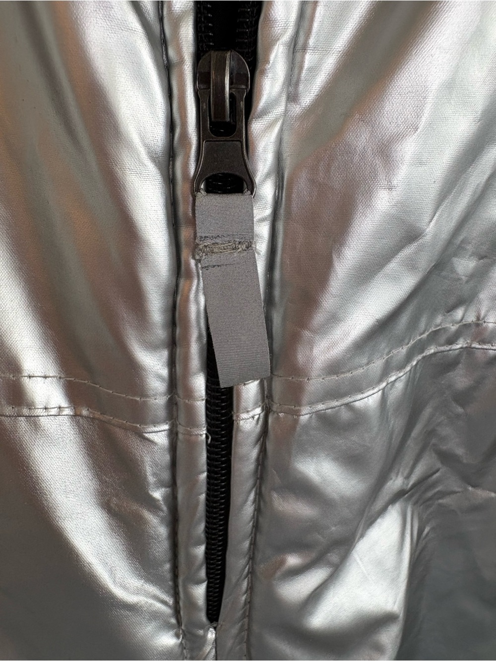 Silver Metallic Insulated Snow Bib Overalls for Women Size L Futuristic Y2K - Picture 8 of 15
